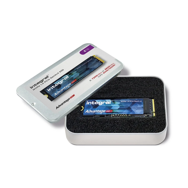 Integral 4TB Advantage Pro-2 M.2 2280 PCIe Gen4 X4 NVMe 1.4 SSD BIS zu 7200 MB/s Lesen & 6200 MB/s Schreiben - Kein Kühlkörper Verbesserte Zuverlässigkeit für Gaming, Bearbeitung, Rendering & Mehr - Image 1
