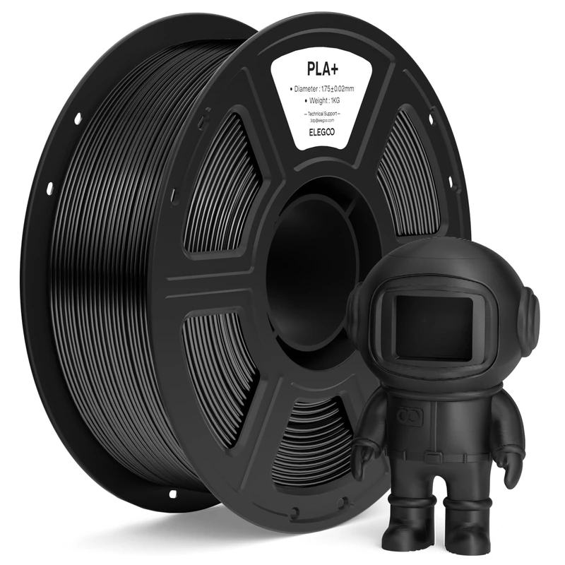 ELEGOO Filament PLA+ 1,75 mm Noir 1KG, Filament PLA Plus Haute Résistance 3D Précision Dimensionnelle ±0,02 mm, Bobine 1 kg (2,2 lbs) Compatible avec la Plupart des Imprimantes FDM